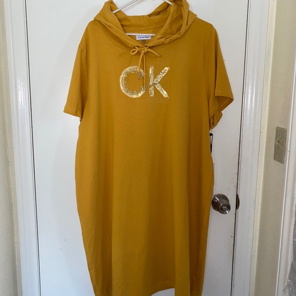 calvin klein mustard yellow dress Womens mustard yellow Calvin Klein dress
